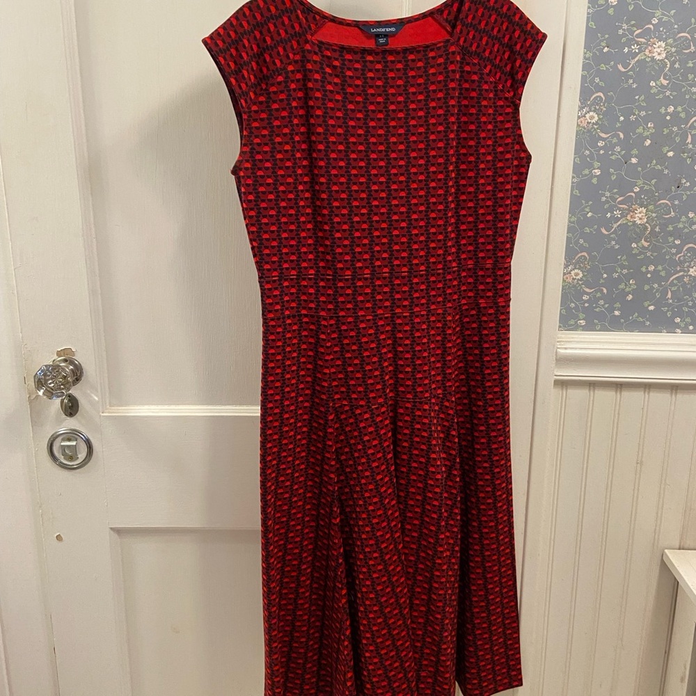 NWOT Land's End Women's Ruffled Sleeveless Square Neck A-Line Dress Sz S (6-8)